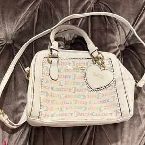Juicy Couture White Satchel with Multicolor Logo